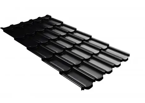 Металлочерепица Grandline Kvinta plus 3D резом 0,5 Satin Мatt RAL 9005 черный