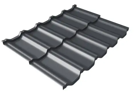 Металлочерепица Grandline Kvinta Uno Grand Line c 3D резом 0,45 PE RAL 7024 мокрый асфальт