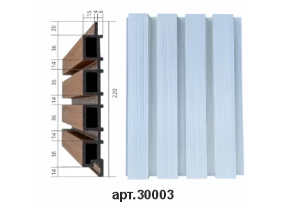 Реечная панель из ASA-полимера Deco 3D 26х219х2900 Белая слоновая кость